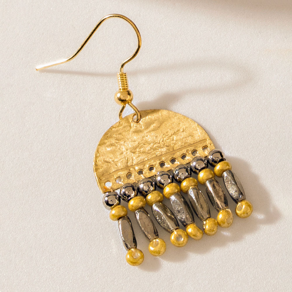 Myra Half Moon Bloom Earrings in Prairie Brass