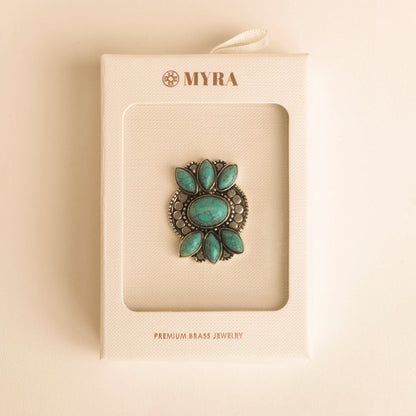 Myra The Wildhalo Ring in Prairie Teal