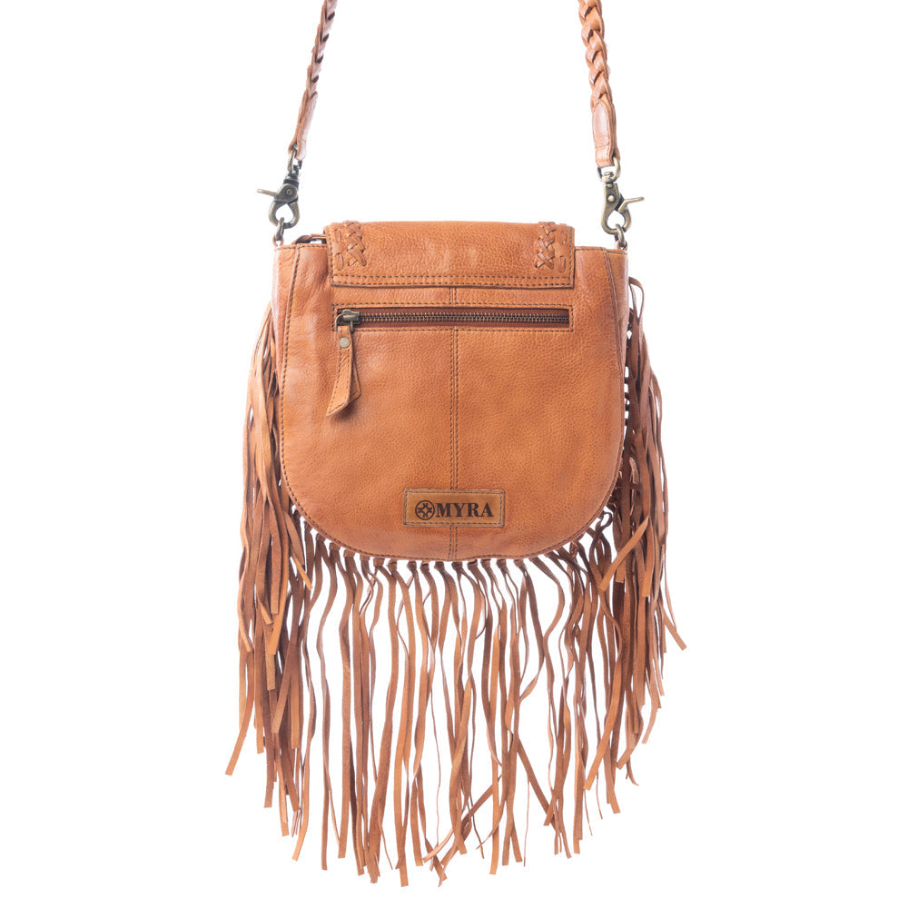 Myra Festival Ember Studded Leather Bag with Fringes in Western Clay
