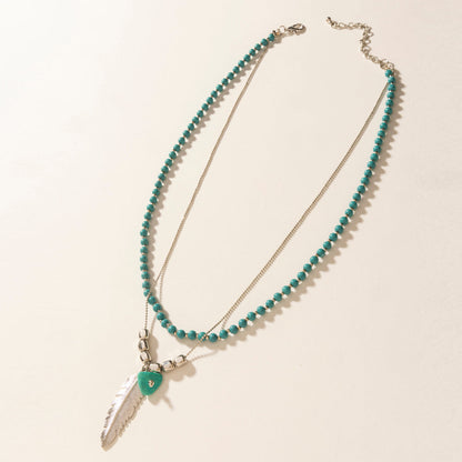 Myra Feathered Sage Necklace in Range Blue