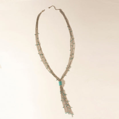 Myra Mist River Tassel Necklace in Silver Mix