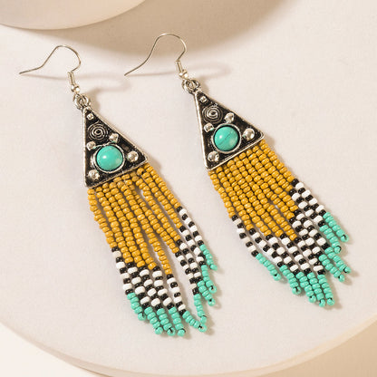 Myra Oasis Bloom Fringe Earrings in Savanna Blue