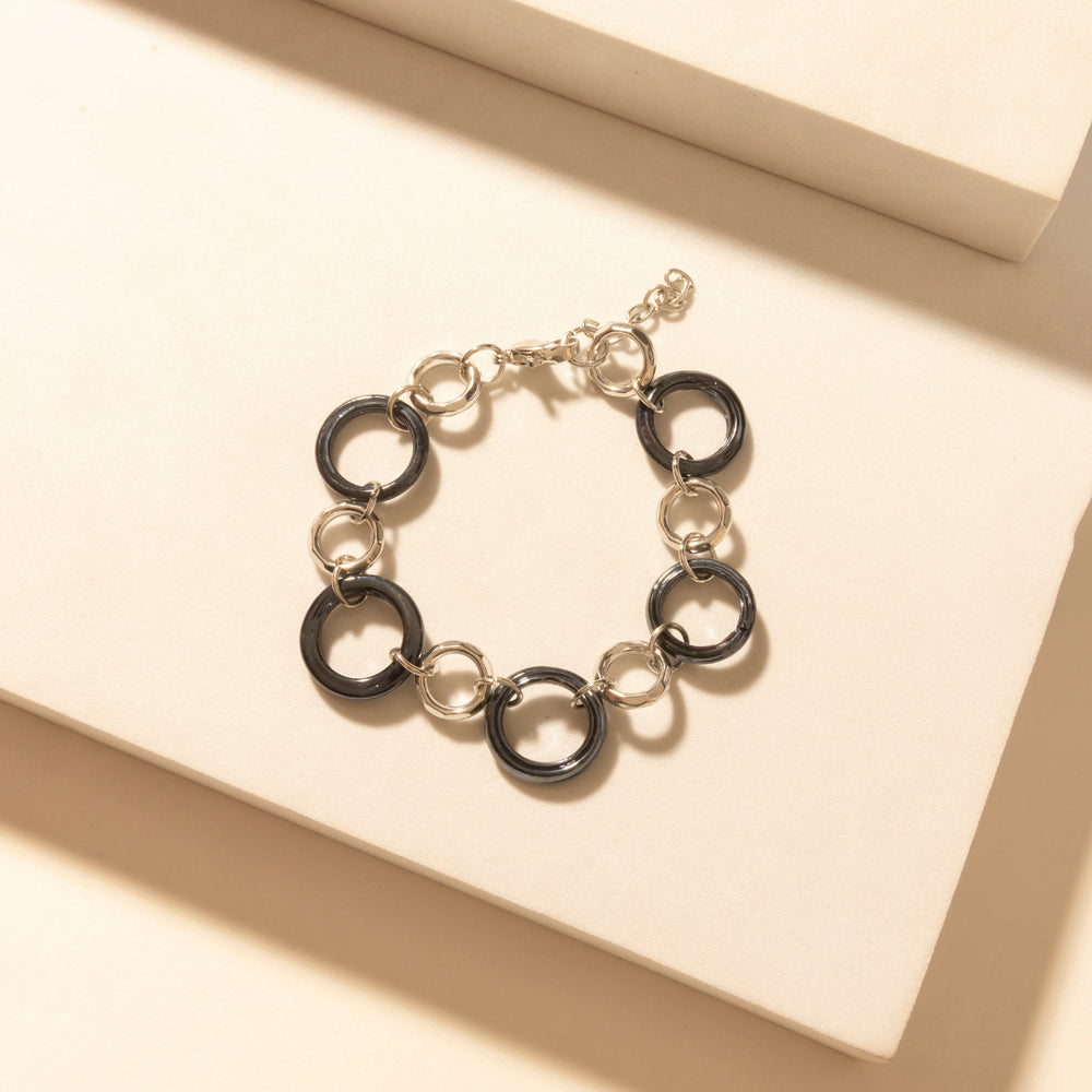 Myra Iron Moon Stack Bracelet in Blue Forge