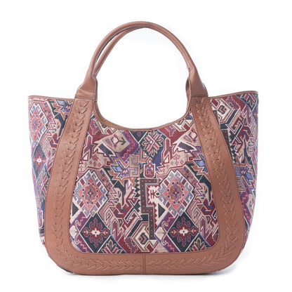 Myra Savannah Moon Jacquard Tote Bag in Plum Shadow