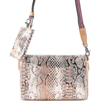 Myra Elysian Charm Leather Shoulder Bag in Onyx Snake Print