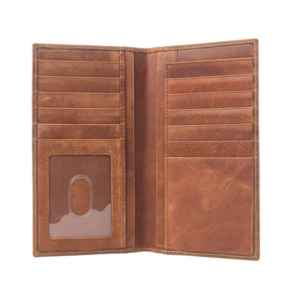 Myra Lariat Crest Hairon Leather Wallet for Men in Rustic Chrome