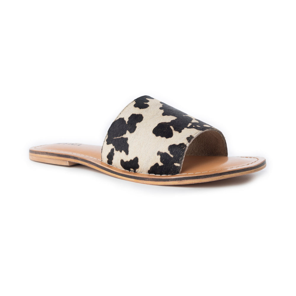 Myra Mojave Herd Hairon Leather Sandals in Creamhide White