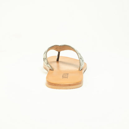 Myra Echo Valley Hairon Leather Sandals in Spotted Ivory