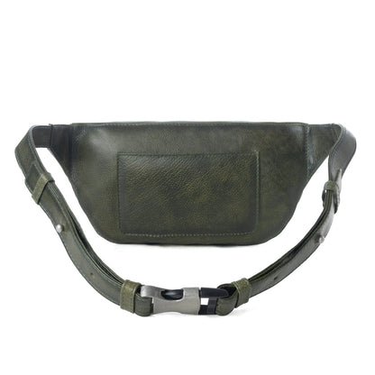 Myra Zidana Amarillo Handstitched Veg Tanned Leather Fanny Pack in Saddle Moss