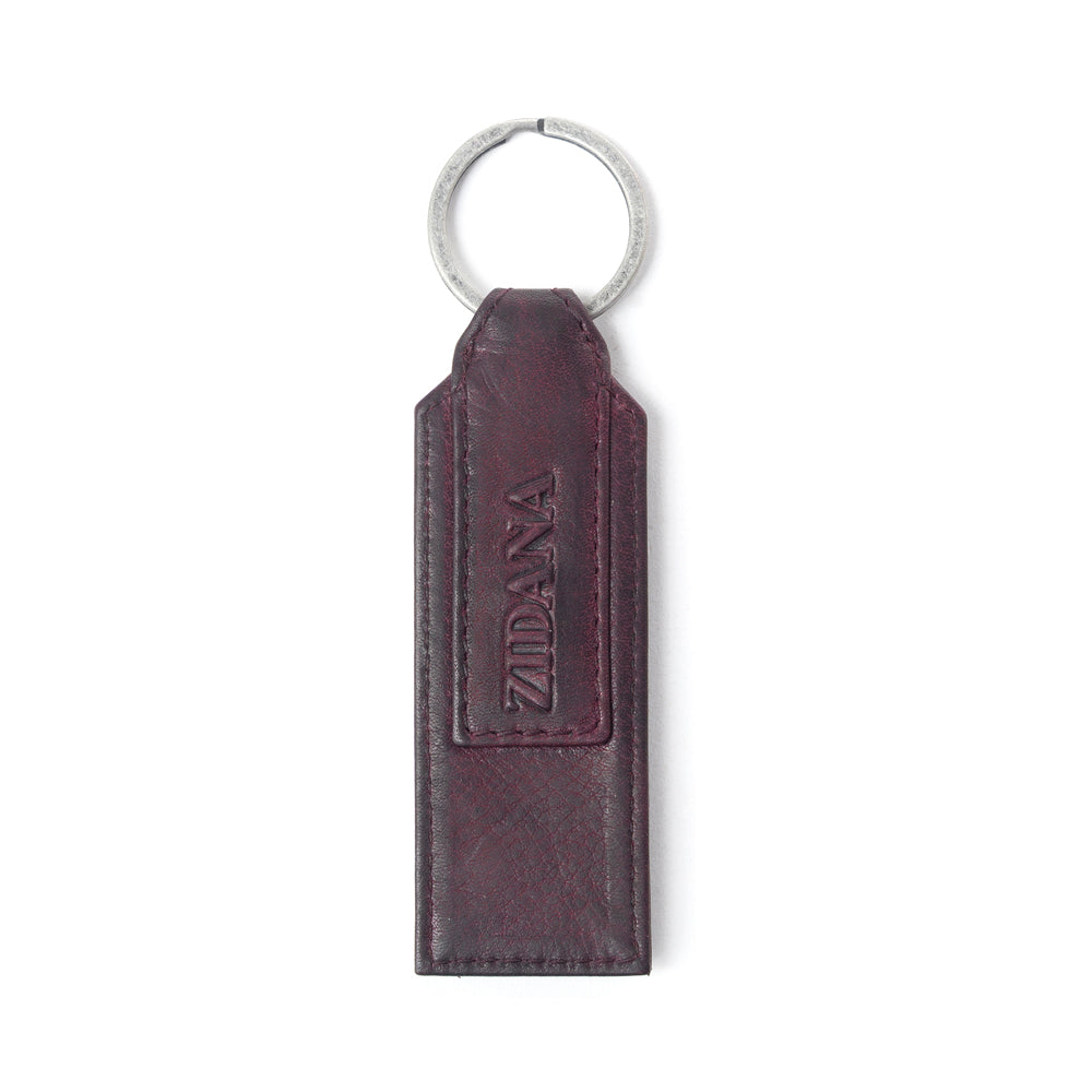 Myra Zidana Highland Studded Veg Tanned Leather Keyfob in Maroon Smoke