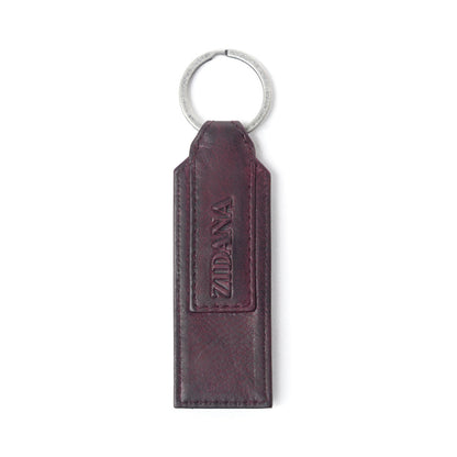 Myra Zidana Highland Studded Veg Tanned Leather Keyfob in Maroon Smoke