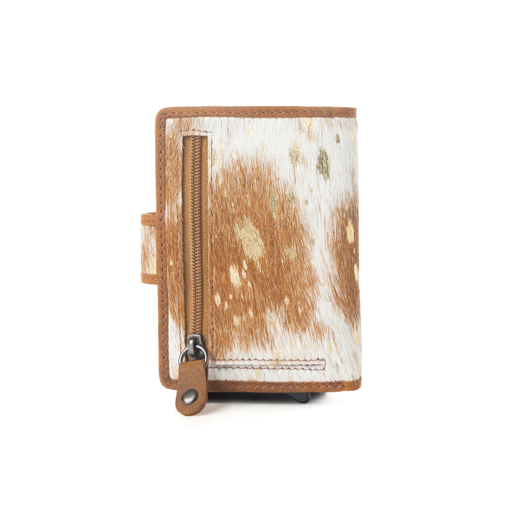 Myra Dune Star Hairon Leather Credit Card Holder in Rustic Brown
