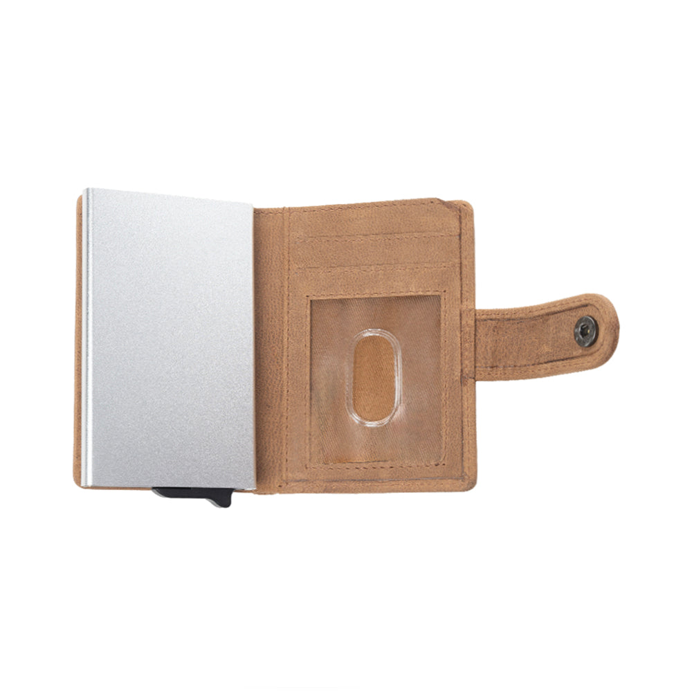 Myra Vintage Savanna Leather Credit Card Holder in Oak Brown