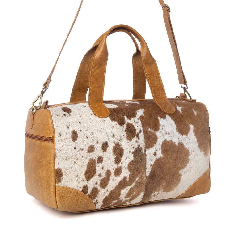 Myra Cattle Drive Men's Hairon Leather Traveller Bag in Bridle Ivory