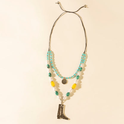 Myra The Long Walk Layered Necklace in Turquoise