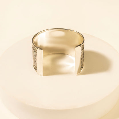 Myra Saddlecrest Engraved Cuff in Antique Frost
