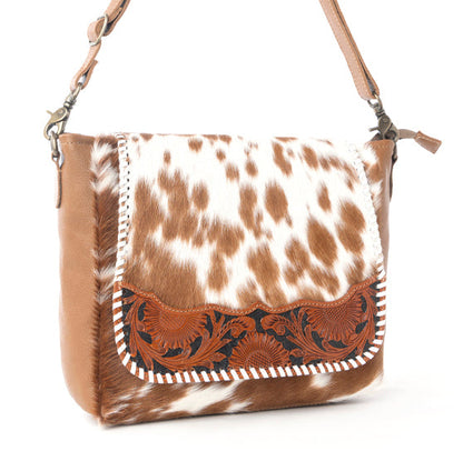 Myra Frontier Drift Hairon Leather Concealed Carry Bag in Canyon Brindle