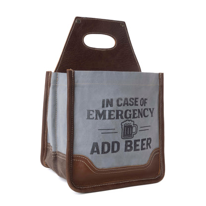 Myra Barrelcut Leather & Canvas Beer Holder in Cedar White