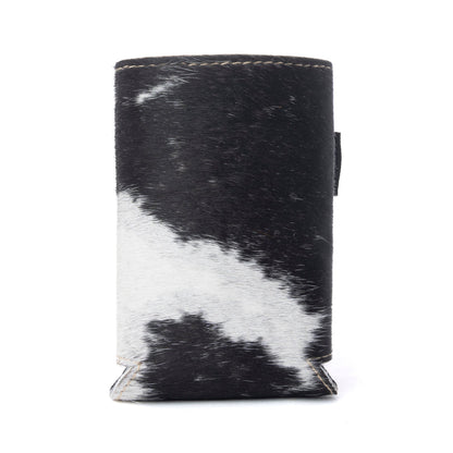 Myra Birch Valley Hairon Leather Beer Can Holder in Ivory Slate