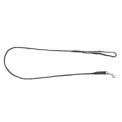Trailbound Leather Dog Leash in Rustic Brown with Braided Design and Metal Hook