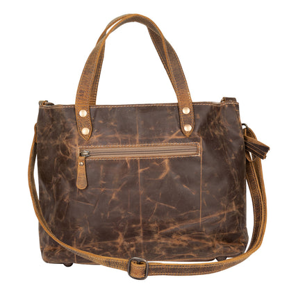 Myra Ultimate Choice Brown Suede Leather Handbag for Women Twin Top Handles, Crossbody Strap, Double Front Pockets
