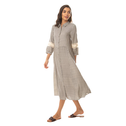 Charm-olived Buttoned Dress