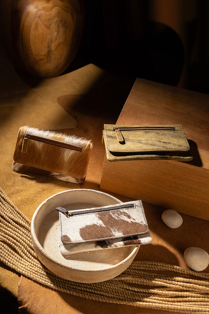 Myra Oak Fire Rustic Brown Leather Wallet - RFID-Protected Zip Pouch for Secure Cards & Cash Storage