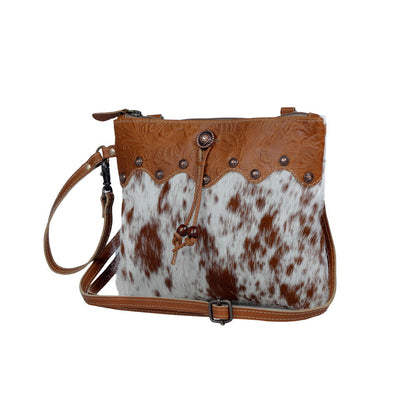 Ornate Brown Leather & Hairon Bag