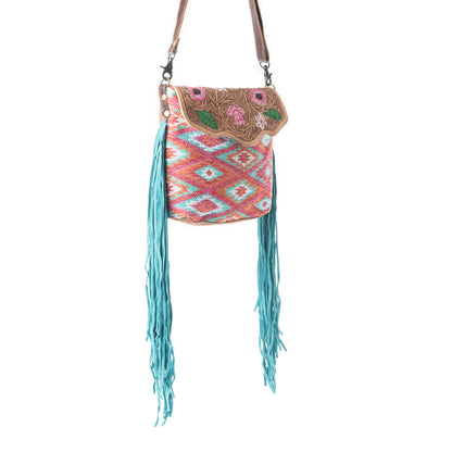 Floral Pink Hand-Tooled Bag