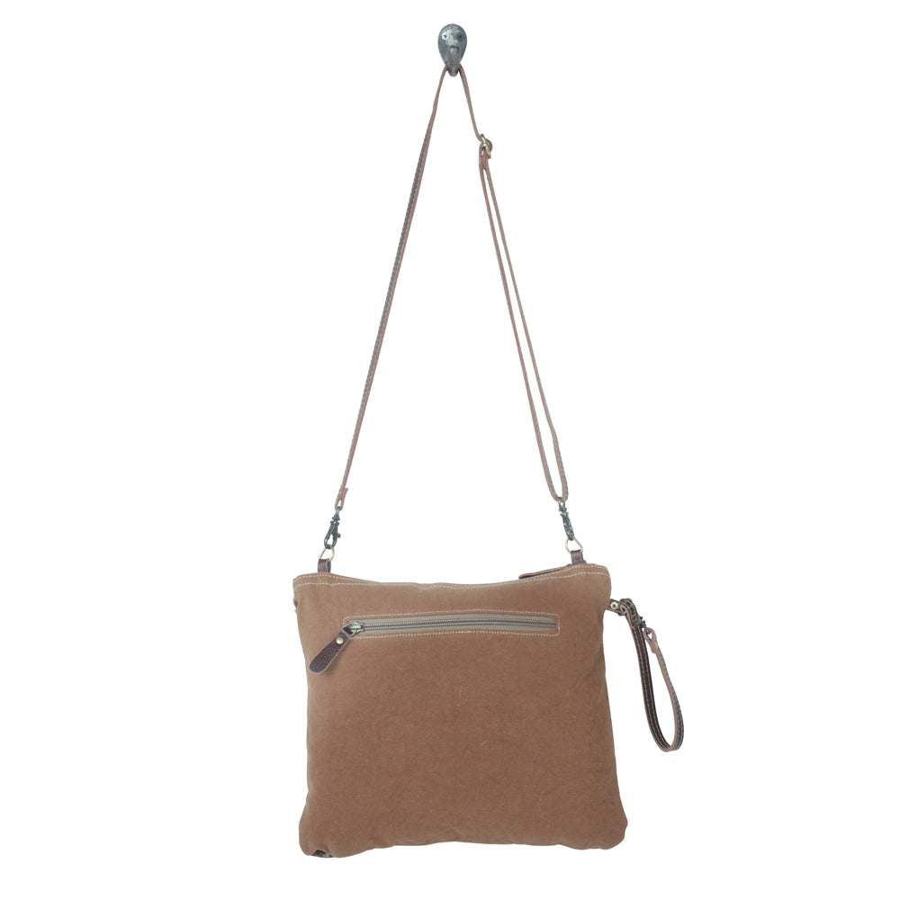 Myra Blue Isle Embossed Leather Crossbody Bag for Women Small Size Western Sling with Hairon Accents