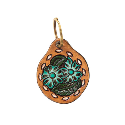 Belle Blooms Hand-Tooled Key Fob