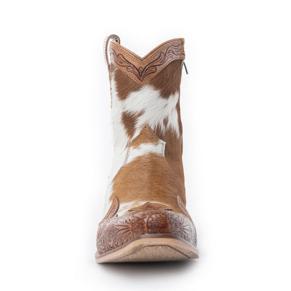 Georgia Trail Hair-on Hide & Hand-tooled Leather Boots