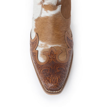 Georgia Trail Hair-on Hide & Hand-tooled Leather Boots