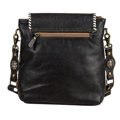 Myra Spirit of the Herd Hairon Leather Bag for Women Western Cowhide Purse with Intricate Tooling