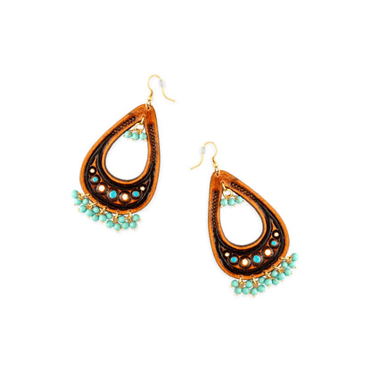 Camellia Hand-Tooled Leather Earrings