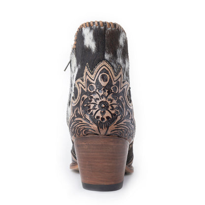 Myra Margie Leather Boots for Women - Hairon Ankle Boots with Handtooled Leather Details for Carnival Sundowns