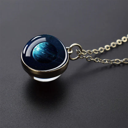 Solar System Glass Ball Pendant Necklace | Astronomy Galaxy Jewelry
