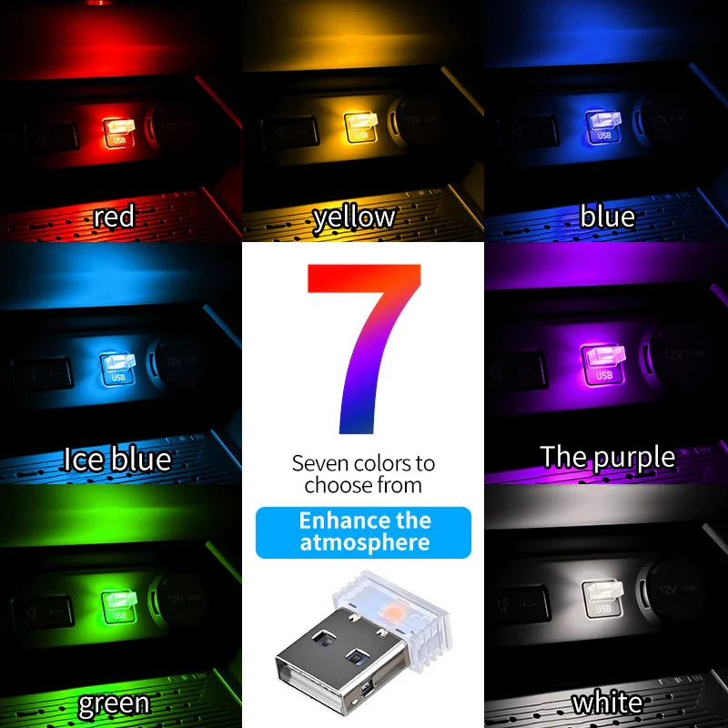 Car USB LED Atmosphere Light | Touch Control Car Interior Decoration Lamp