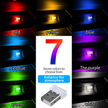 Car USB LED Atmosphere Light | Touch Control Car Interior Decoration Lamp
