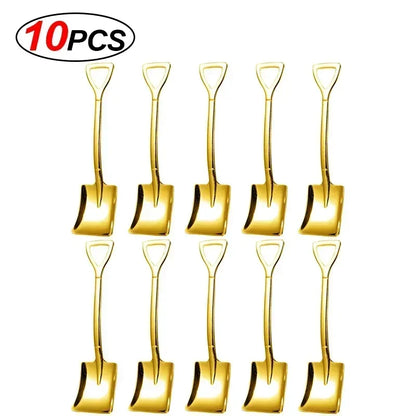 Stainless Steel Dessert Spoon Set | Shaped Spade Scoop for Ice Cream and Fruit