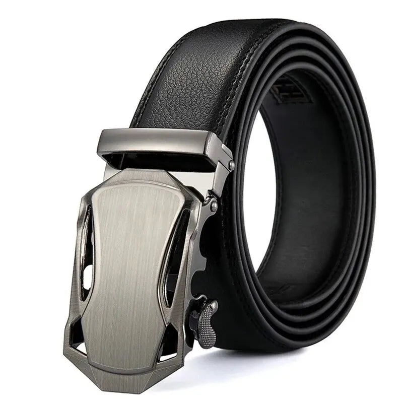 Men's PU Leather Belt with Metal Buckle — 3.5 cm (1.4 in) Wide Dress & Casual Belt for Jeans and Cargo Pants