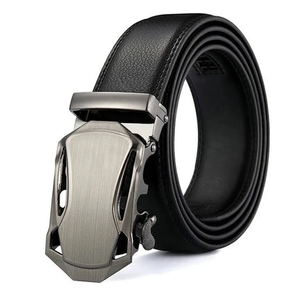 Men's PU Leather Belt with Metal Buckle — 3.5 cm (1.4 in) Wide Dress & Casual Belt for Jeans and Cargo Pants