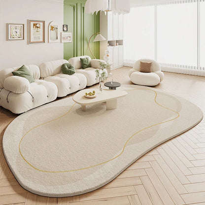 VIKAMA Green Carpet Living Room Shaped Cream Style 2025 New Plush Irregular Bedroom Bedside Floor Mats Home Decoration