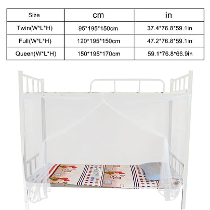 Mosquito Net for Bed Full Queen Size | 4 Corner Post Canopy Netting White