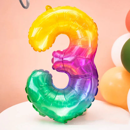Rainbow Jelly Number Balloon 16 Inch | Birthday Party Decoration