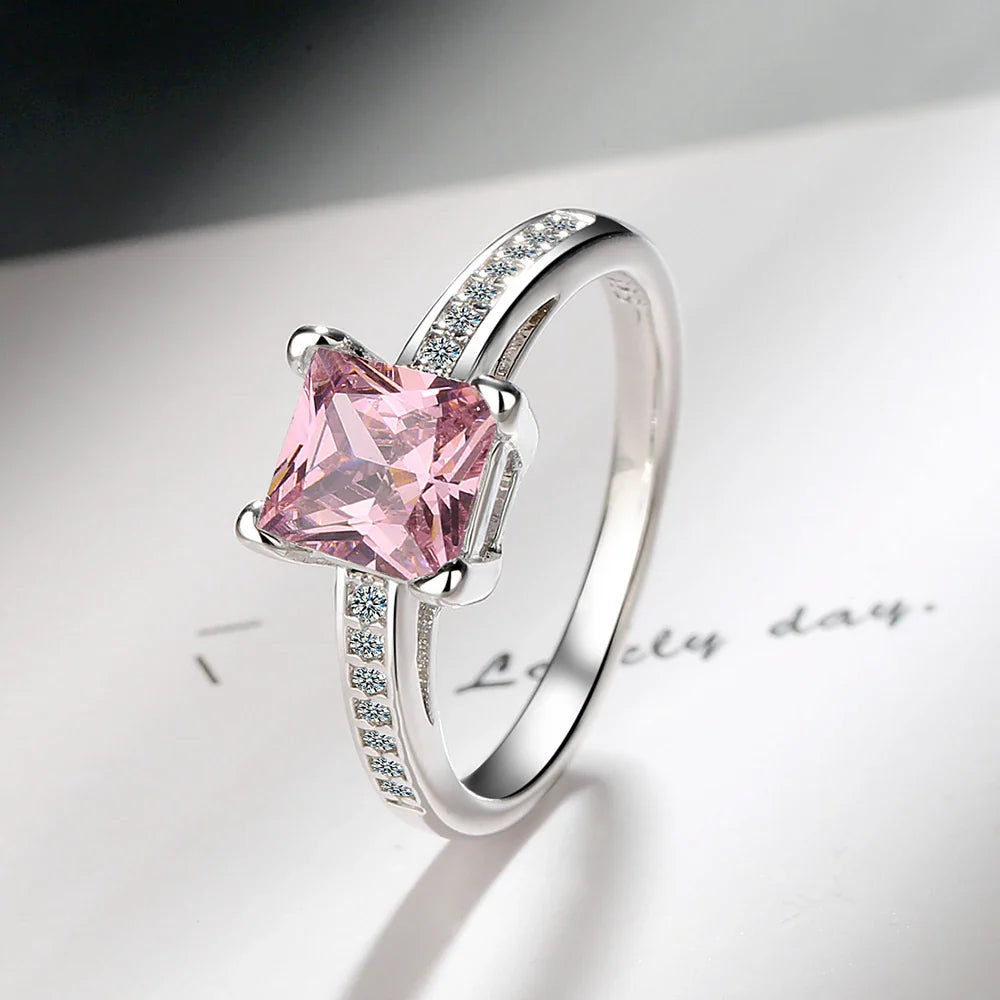 2.2ct Created Red Ruby 925 Sterling Silver Solitaire Engagement Ring | Cushion Cut Gemstone Wedding Gift