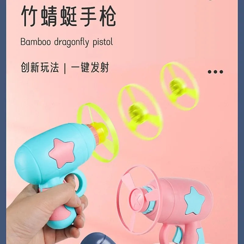 Glowing Bamboo Dragonfly Toy | Rotating Flash Frisbee with Shooting Gun