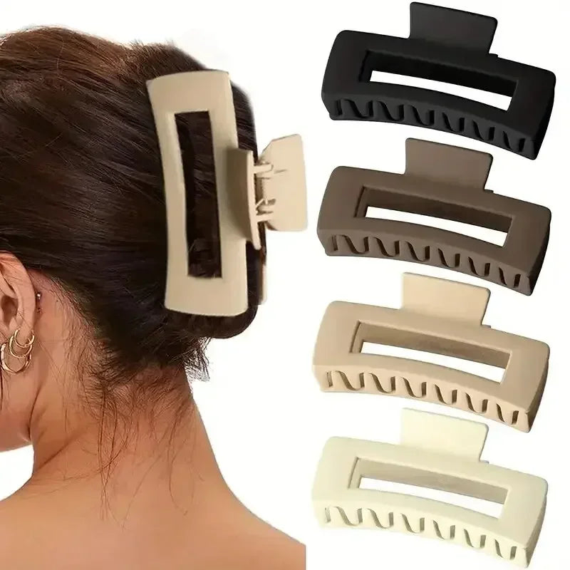4-Pack Extra-Large Shark Jaw Hair Claw Clips - Non-Slip Hold for Thick Hair, Solid Color Hair Accessories