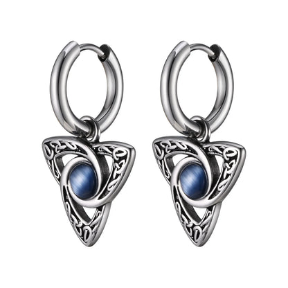 Stainless Steel Moonstone Hoop Earrings for Men | Punk Hip Hop Jewelry Gift