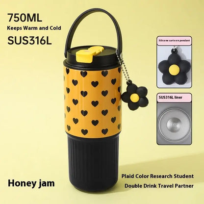 316 Stainless Steel Insulated Travel Mug | Leakproof Car Thermos Cup with Handle